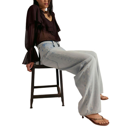 Free People Women's Truro Baggy Puddle High Rise Jeans