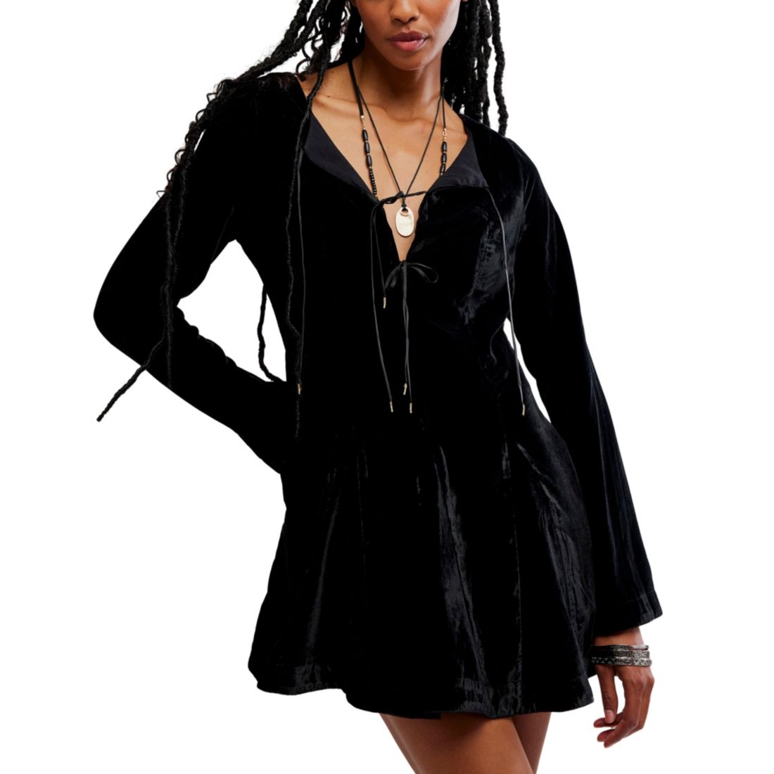 Free People Women's Linney V-Neck Mini Dress