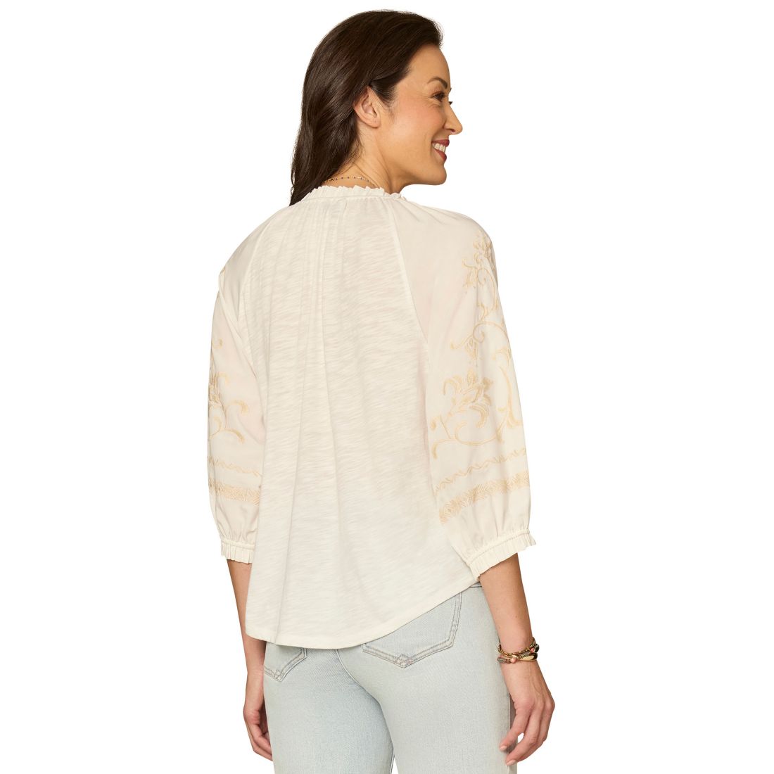 Democracy Women's Mixed Media Embroidered Top