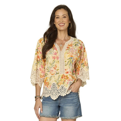 Democracy Petite V-Notch Neck Scallop Edge Top
