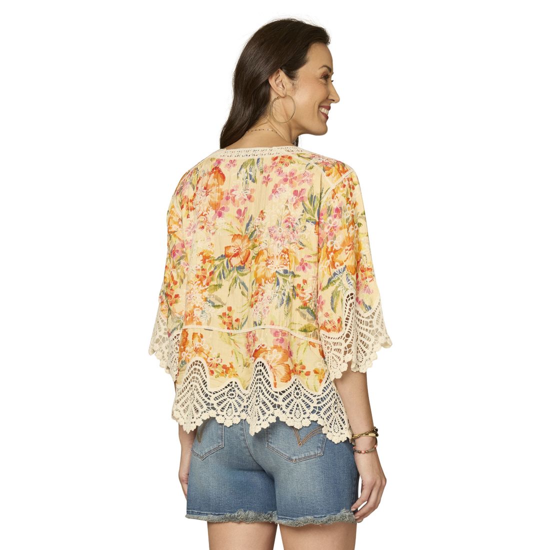 Democracy Petite V-Notch Neck Scallop Edge Top