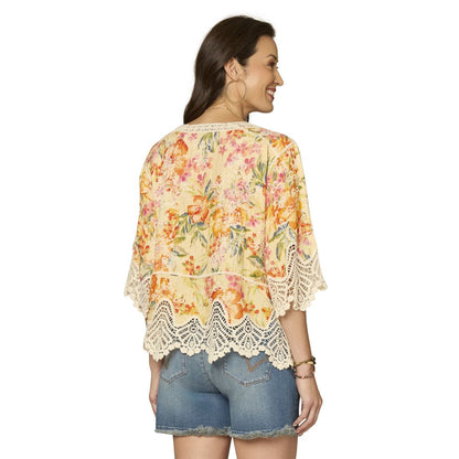 Democracy Petite V-Notch Neck Scallop Edge Top