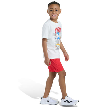 adidas Boys' 2T-7 Essential Graphic T-Shirt and Shorts, 2-Piece Set