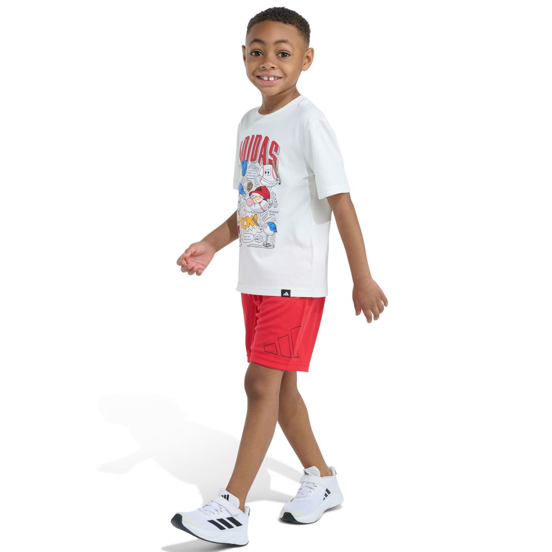 adidas Boys' 2T-7 Essential Graphic T-Shirt and Shorts, 2-Piece Set