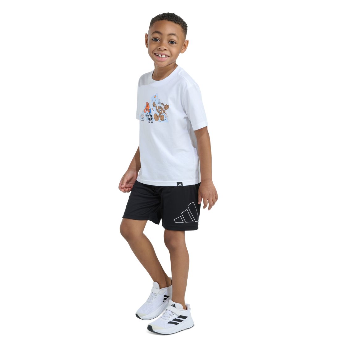adidas Boys' 2T-7 Essential Graphic T-Shirt and Shorts, 2-Piece Set