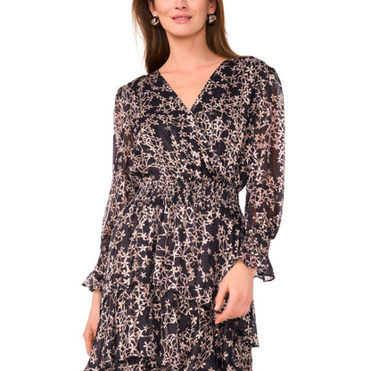 Vince Camuto Women's Long Sleeve V-Neck Midi Dress