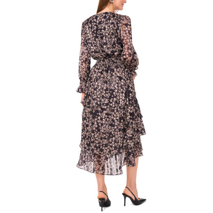 Vince Camuto Women's Long Sleeve V-Neck Midi Dress