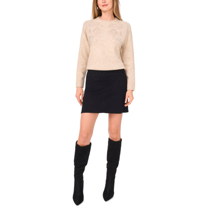 Vince Camuto Women's Embellished Detail Long Sleeve Sweater