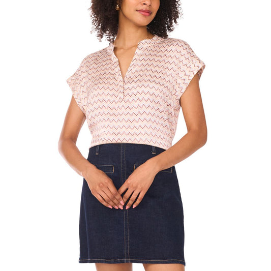 Vince Camuto Women's Printed V-Neck Short-Sleeve Blouse