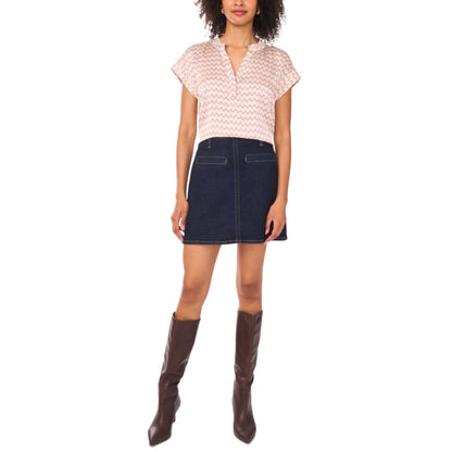 Vince Camuto Women's Printed V-Neck Short-Sleeve Blouse