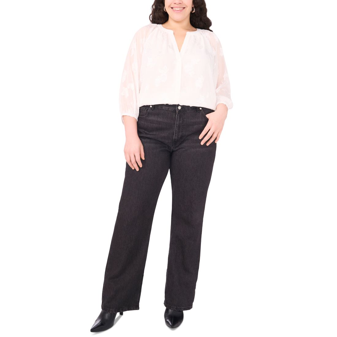 Vince Camuto Plus Size Raglan-Sleeve V-Neck Blouse