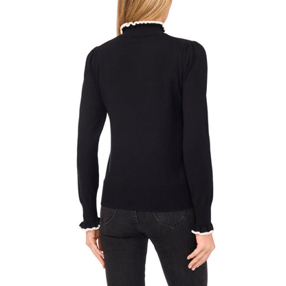 CeCe Women's Ruffle Edge Long Sleeve Sweater