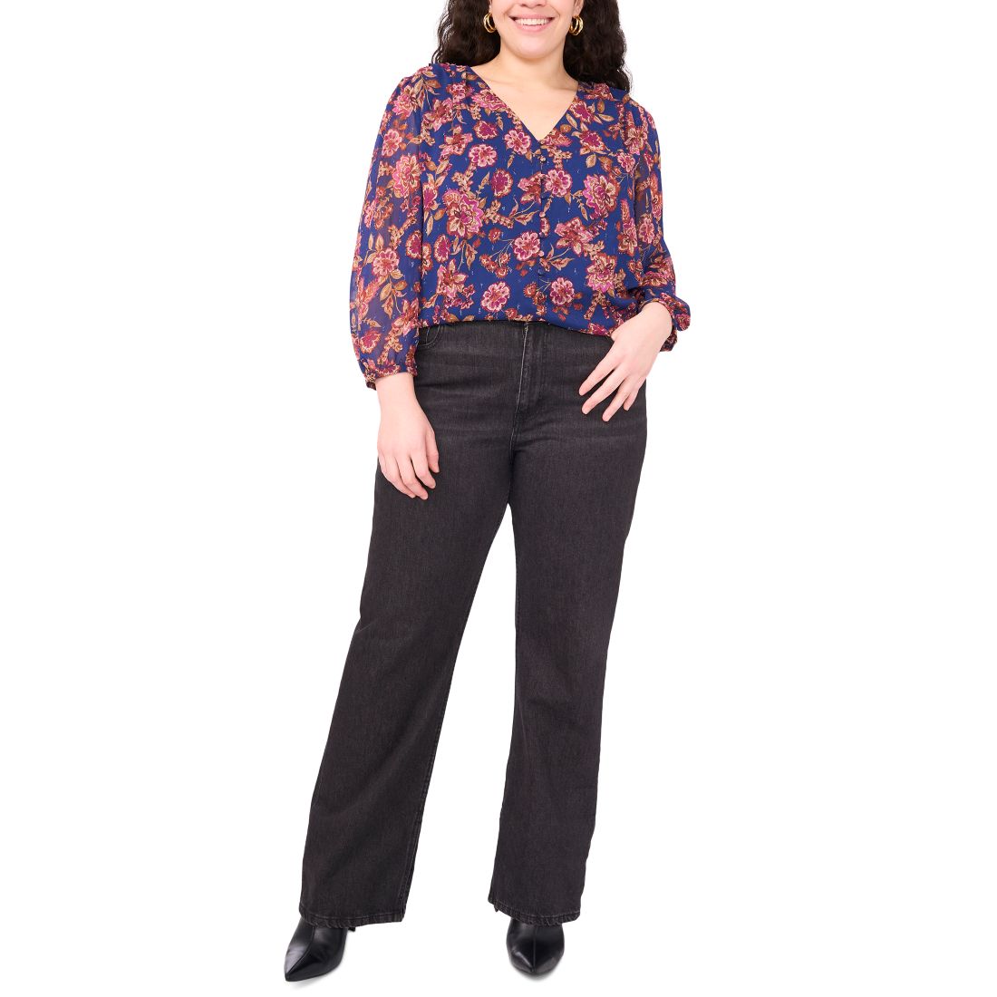 Vince Camuto Plus Size Long-Sleeve V-Neck Blouse