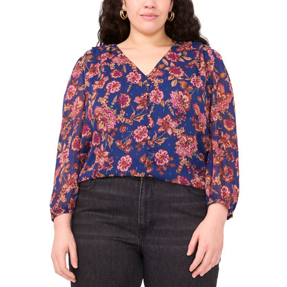 Vince Camuto Plus Size Long-Sleeve V-Neck Blouse