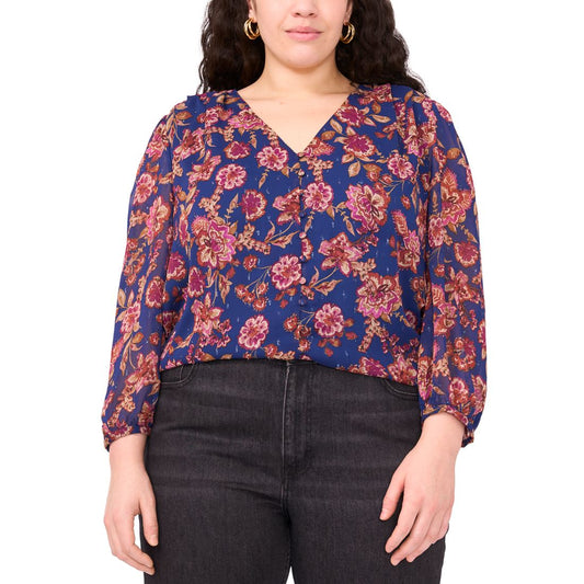 Vince Camuto Plus Size Long-Sleeve V-Neck Blouse