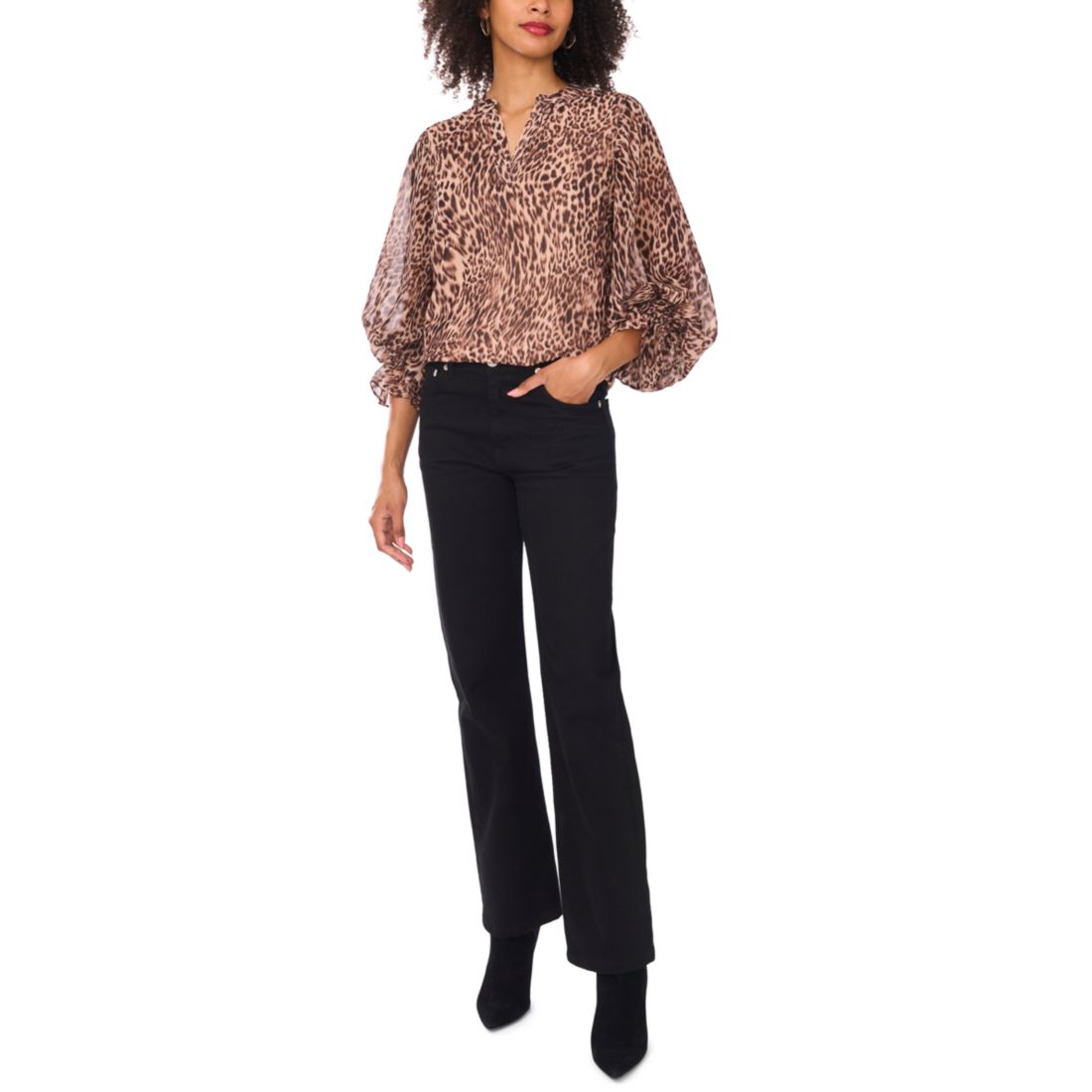 Vince Camuto Women's Long Sleeve V-Neck Blouse