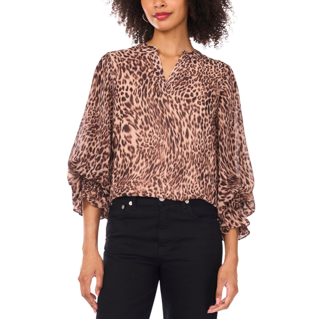 Vince Camuto Women's Long Sleeve V-Neck Blouse