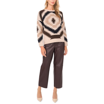 Vince Camuto Women's Aztec Pattern Crewneck Sweater