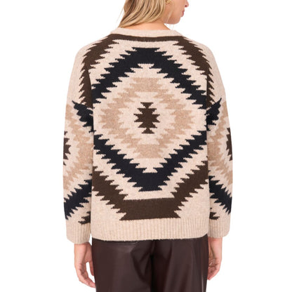 Vince Camuto Women's Aztec Pattern Crewneck Sweater