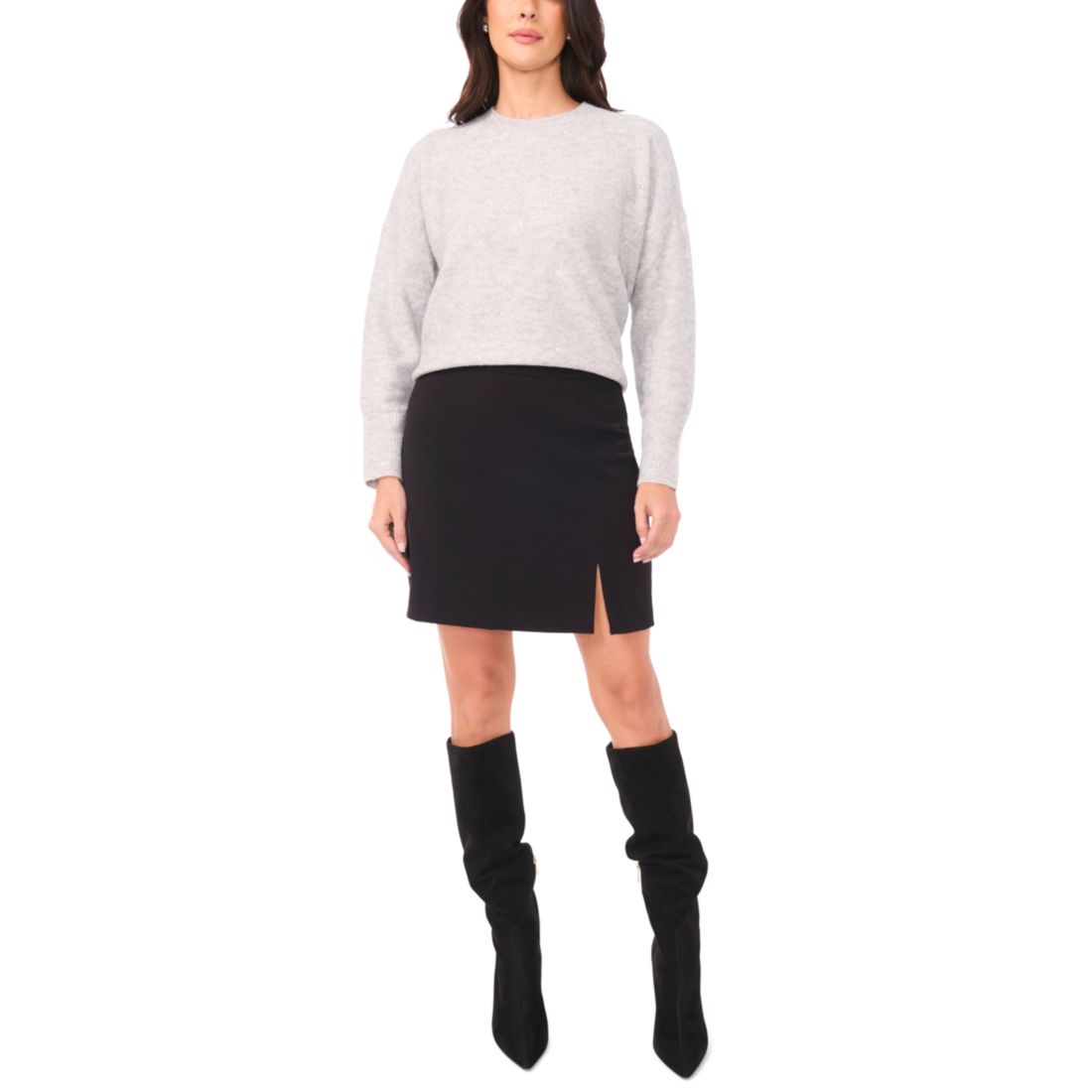 Vince Camuto Women's Sequin Long Sleeve Crewneck Sweater