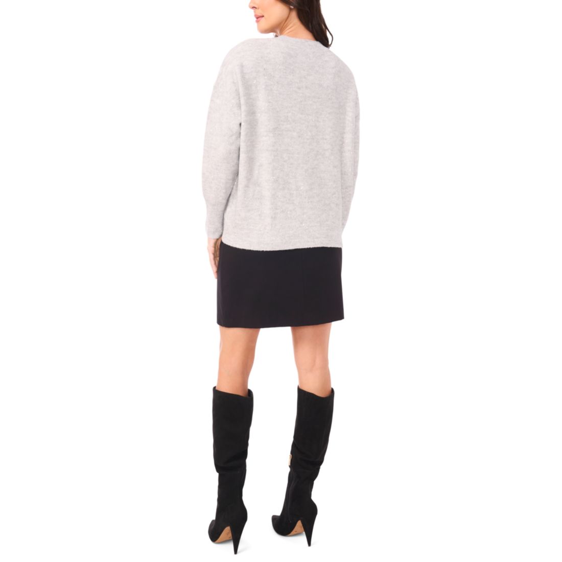 Vince Camuto Women's Sequin Long Sleeve Crewneck Sweater