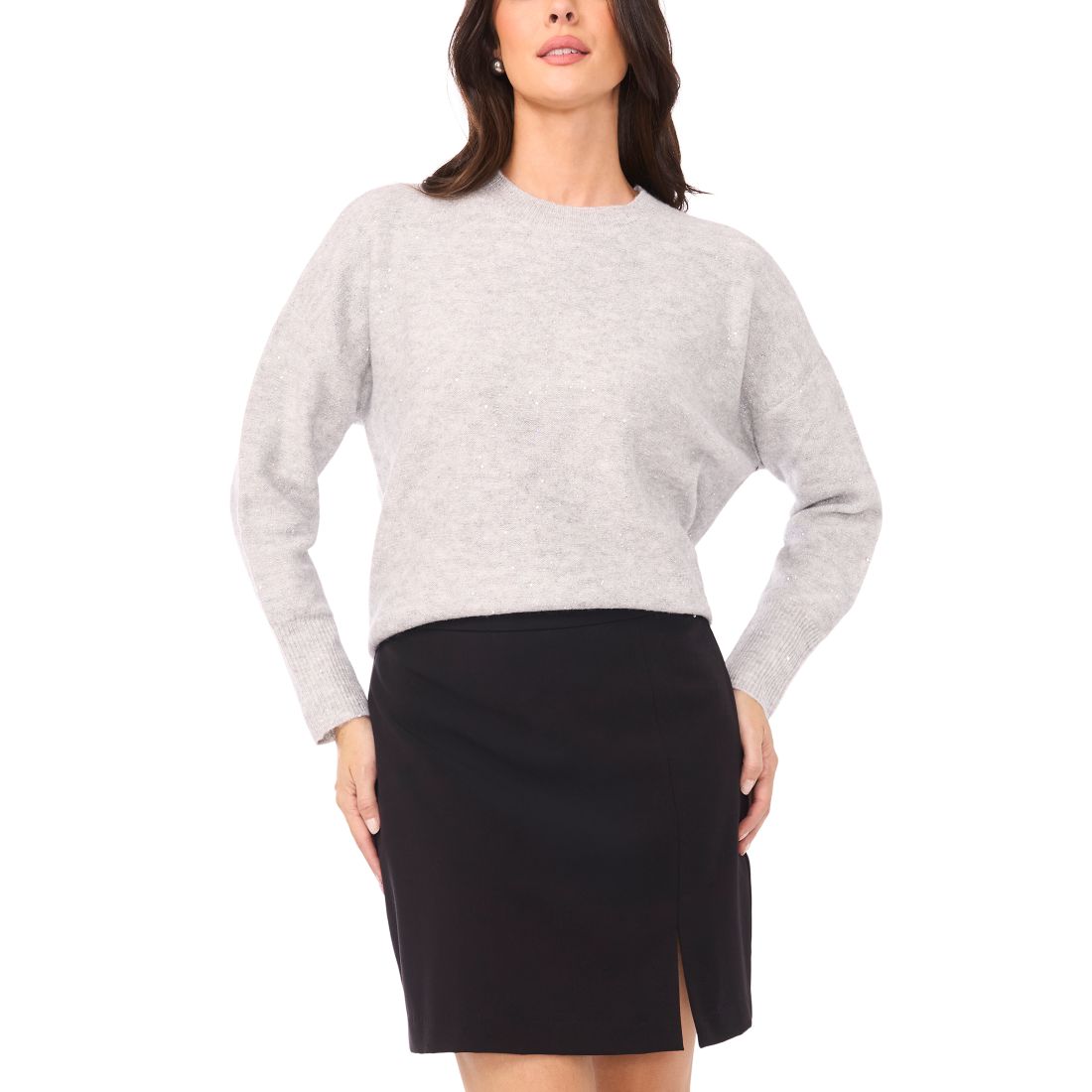 Vince Camuto Women's Sequin Long Sleeve Crewneck Sweater