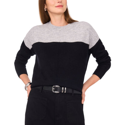 Vince Camuto Women's Cozy Extended Shoulder Color Blocked Sweater