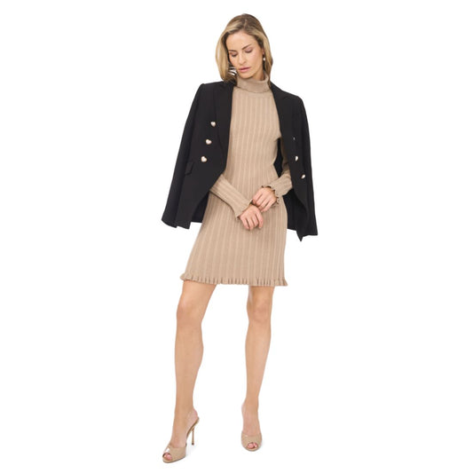 CeCe Women's Turtle Neck Ribbed Sweater Dress