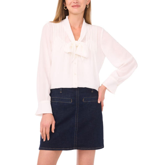 Vince Camuto Women's Front Tie And Pintuck Long-Sleeve Top