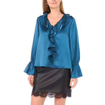 Vince Camuto Women's Ruffled V-Neck Bell-Sleeve Blouse