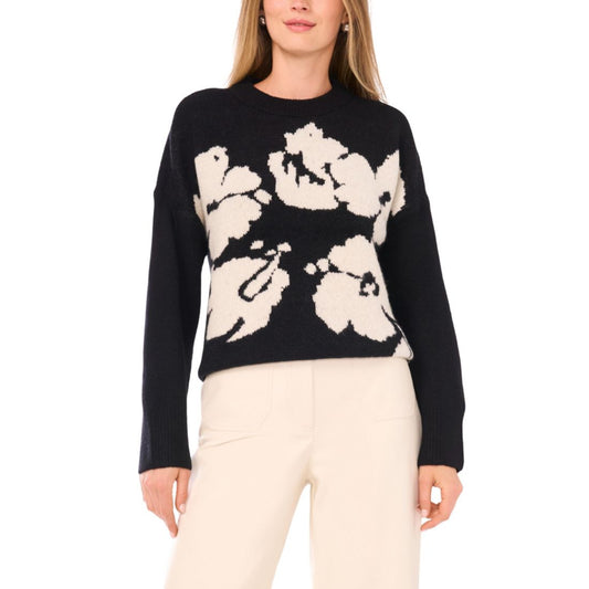 Vince Camuto Women's Flower Motif Crewneck Sweater
