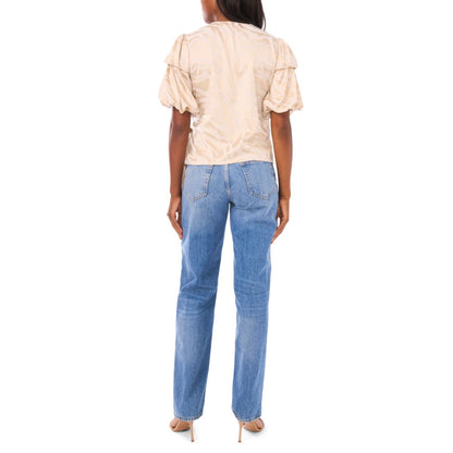 Vince Camuto Women's Bubble Sleeve V-Neck Wrap Tie Top