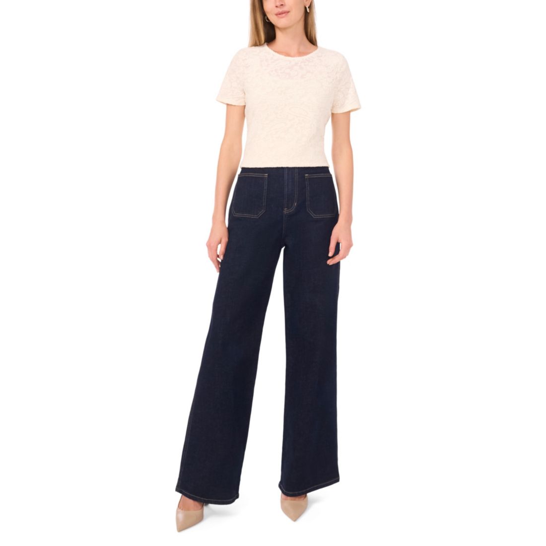 Vince Camuto Women's Crewneck Short Sleeve Top