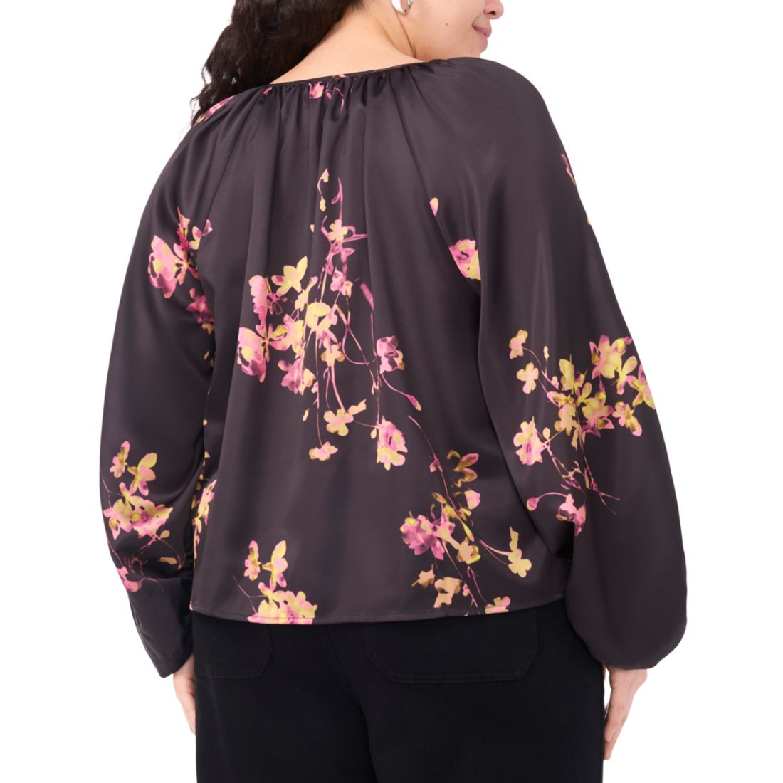 Vince Camuto Plus Size Printed Tie Neck Blouse