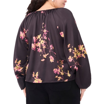 Vince Camuto Plus Size Printed Tie Neck Blouse