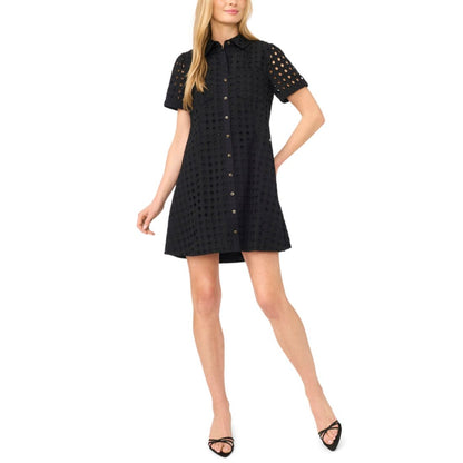 CeCe Women's Collared Short-Sleeve Babydoll Mini Dress