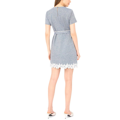 CeCe Women's Applique Hem A-Line Crew Neck Mini Dress