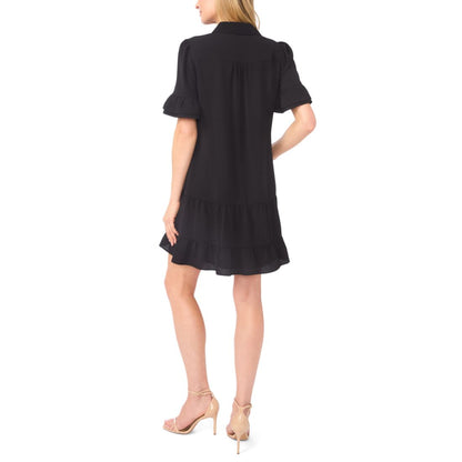 CeCe Women's Double Ruffle Sleeve Collared Mini Dress