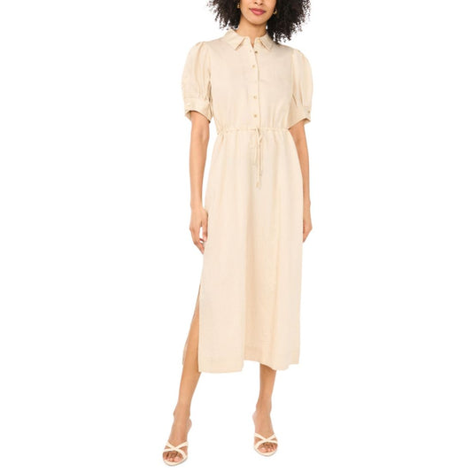 Vince Camuto Women's Collared Neck Midi Shirt Dress