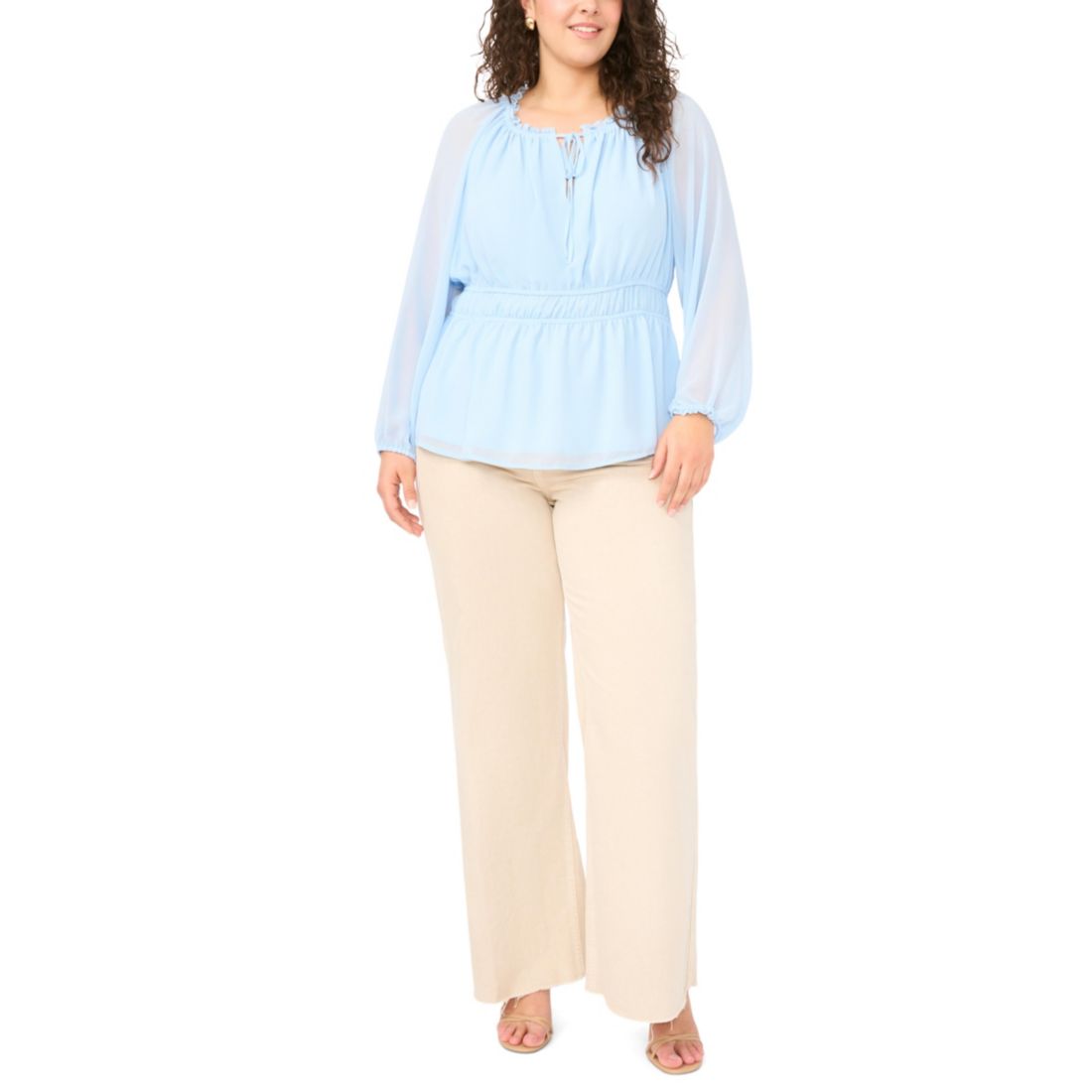 Vince Camuto Plus Size V-Neck Long-Sleeve Top