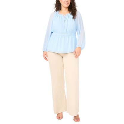 Vince Camuto Plus Size V-Neck Long-Sleeve Top