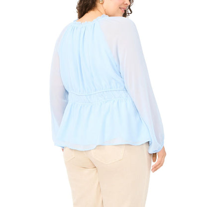 Vince Camuto Plus Size V-Neck Long-Sleeve Top