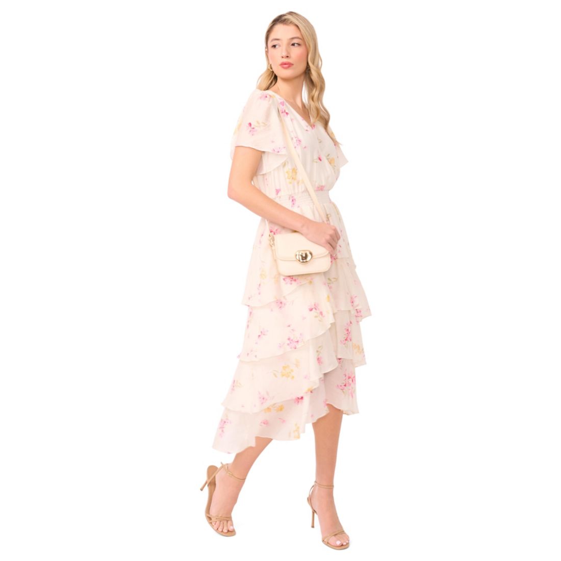 Vince Camuto Women's V-Neck Layered Midi Dress