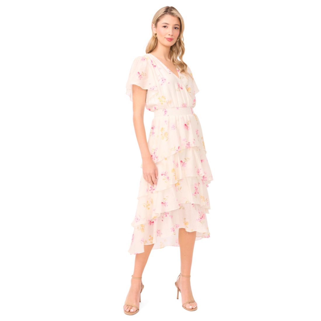 Vince Camuto Women's V-Neck Layered Midi Dress