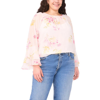 Vince Camuto Plus Size Crew Neck Printed Top