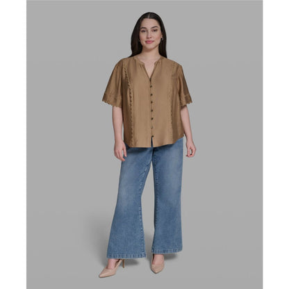 Karl Lagerfeld Paris Plus Size Rayon-Blend V-Neck Top