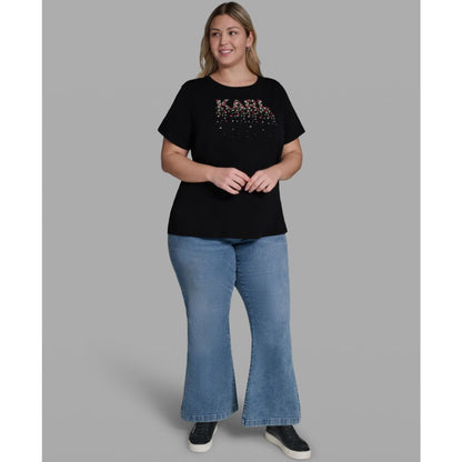 Karl Lagerfeld Paris Plus Size Cotton-Blend Logo Print T-Shirt
