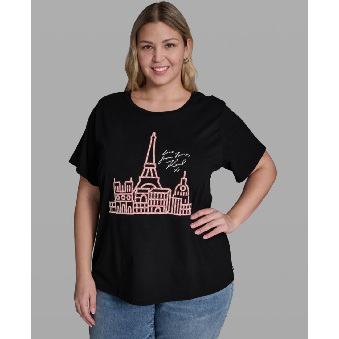 Karl Lagerfeld Paris Plus Size Crewneck Graphic T-Shirt