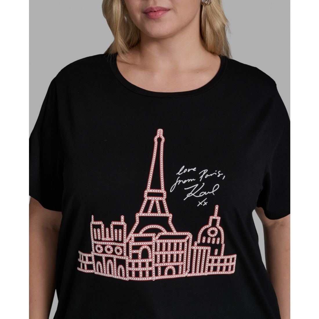 Karl Lagerfeld Paris Plus Size Crewneck Graphic T-Shirt