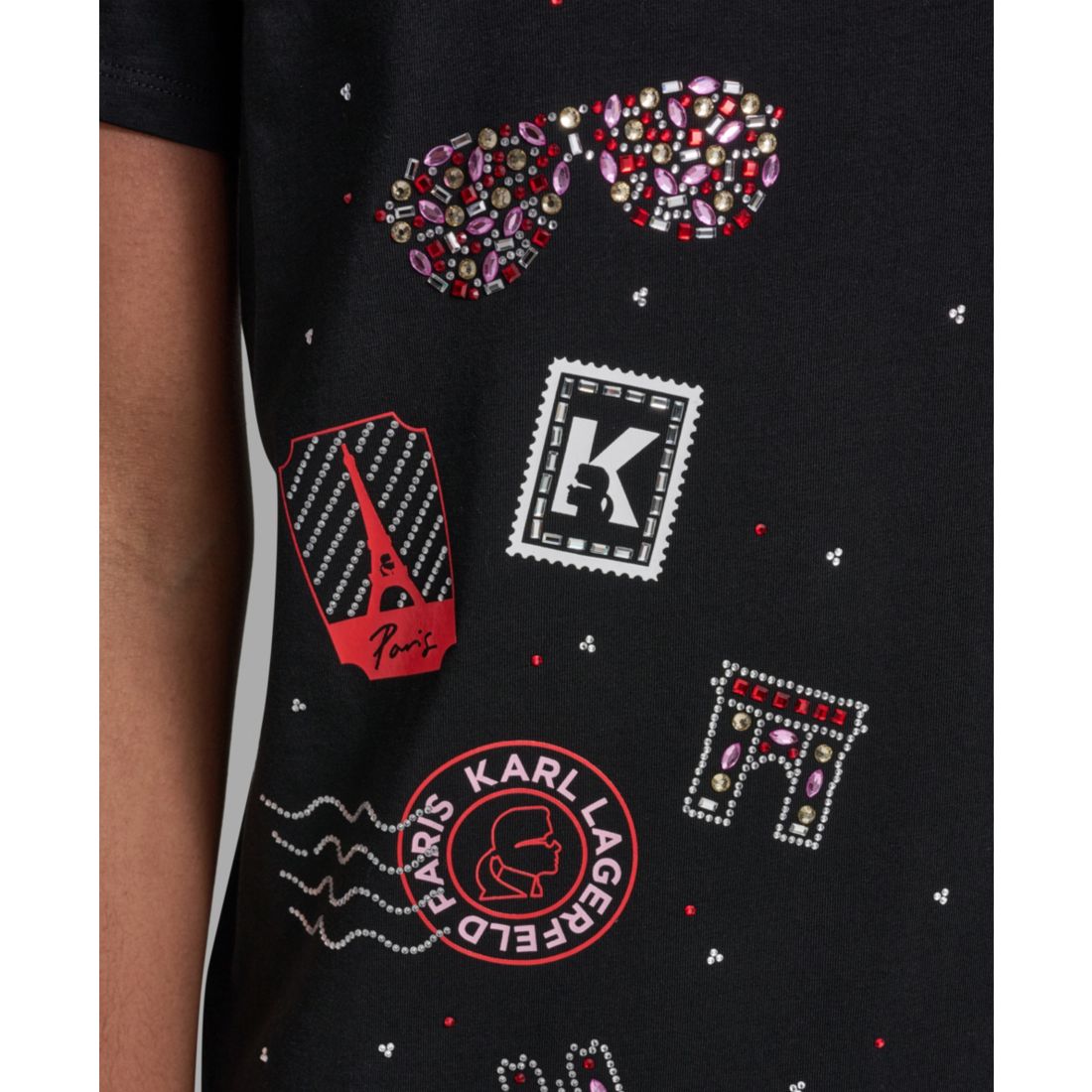 Karl Lagerfeld Paris Women's Logo Motif Crewneck T-Shirt